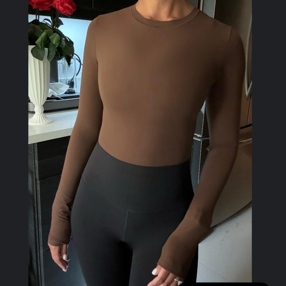SKIMS Brown Long Sleeve Bodysuit